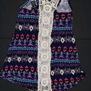 Colorful tank top with lace racer back